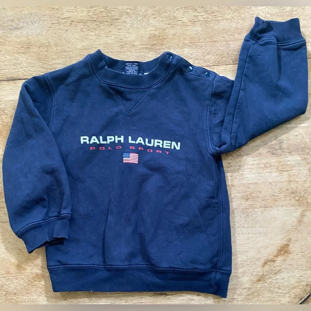 Vintage Ralph Lauren Polo Sport Toddler Sz XL Navy Graphic Sweatshirt‎